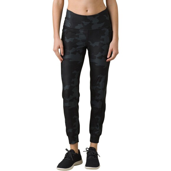 New NWT Womens Prana Pants Layna Joggers M Black Gray Camo HIgh Rise Waist Silky - Picture 8 of 8